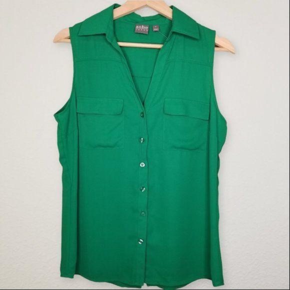 New York & Company Button Down Shirt Vest Blouse M - Picture 1 of 8